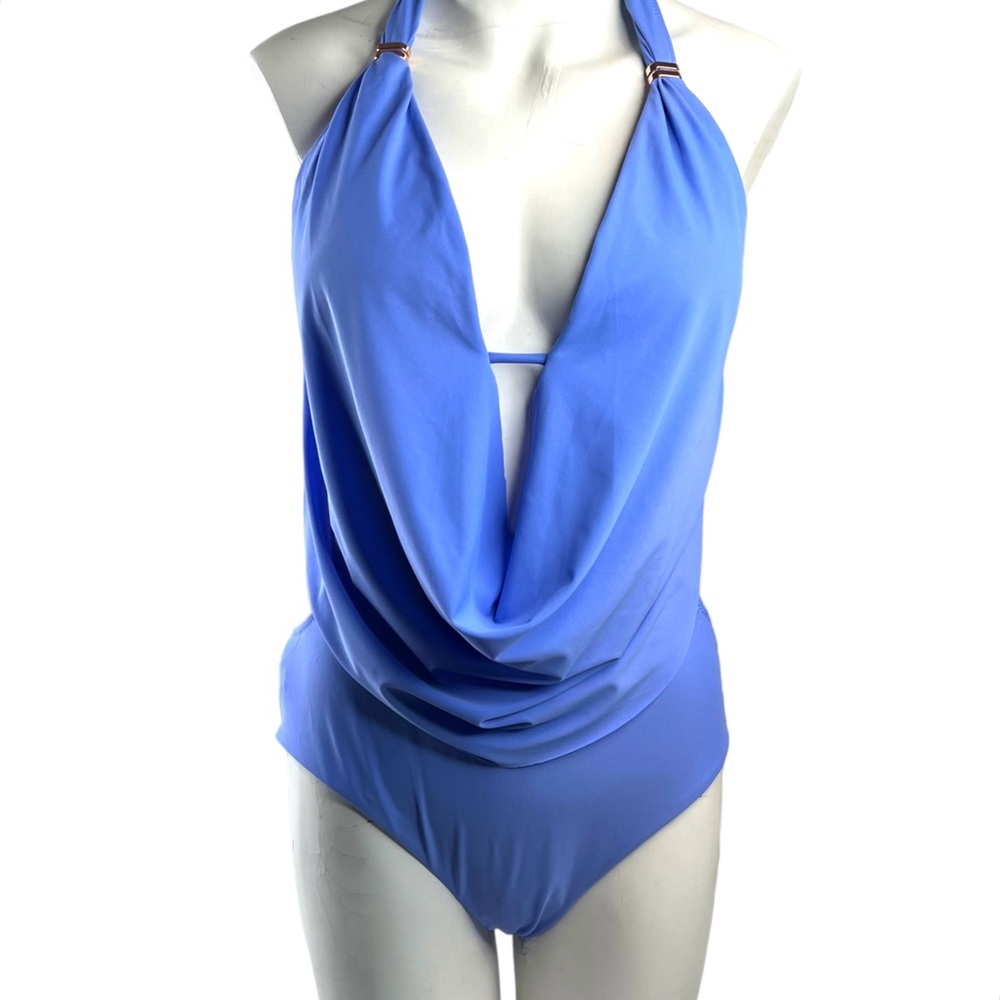 Bar III Blue Halter One-Piece Swimsuit